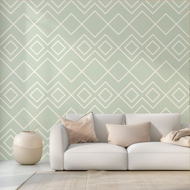 Sage Gray Green Greige Ivory Squares Art Wallpaper (Creator Uploaded)