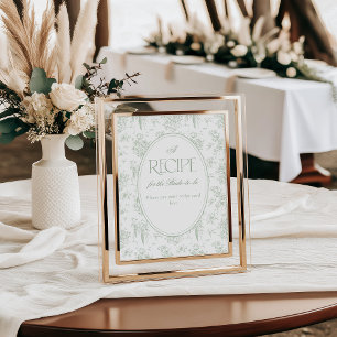 Sage Gree Toile Floral Vintage Bridal Shower Poster