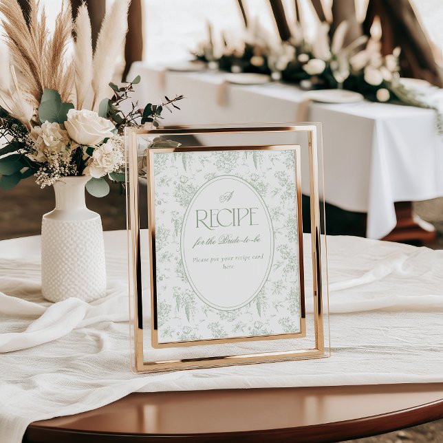 Sage Gree Toile Floral Vintage Bridal Shower Poster (Creator Uploaded)