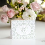Sage Gree Toile Floral Vintage Bridal Shower Thank You Card<br><div class="desc">Sage Green Toile Floral Vintage Bridal Shower</div>