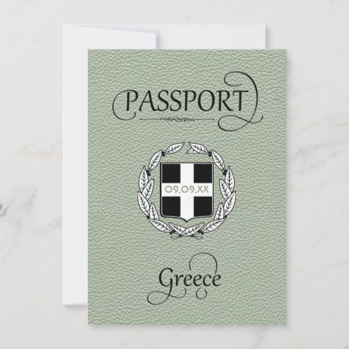 Sage Greece Passport Save the Date Card