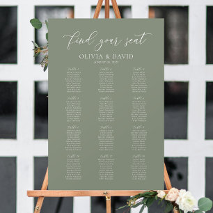 Sage Green 12 Tables Find Your Seat  Seating Chart Foam Board