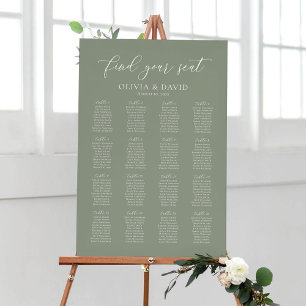 Sage Green 16 Tables Find Your Seat Seating Chart