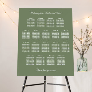 Sage Green 18 Table Wedding Seating Chart Foam Board