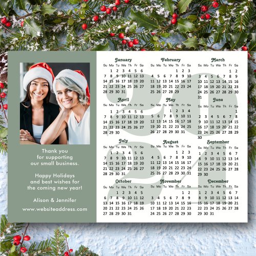 Sage Green 2024 Calendar Business Photo Magnetic