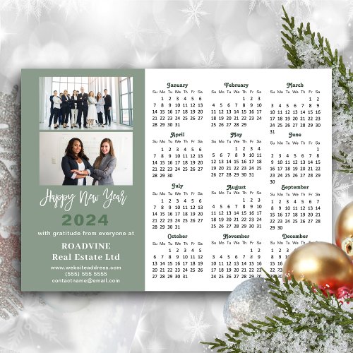Sage Green 2024 Calendar Modern Corporate Magnetic