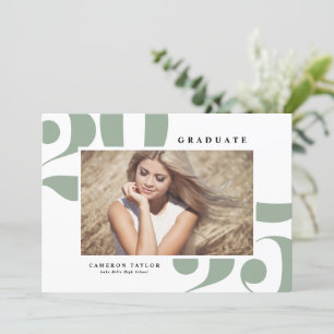 Sage Green 2025 Bold Typography Photo Graduation Invitation