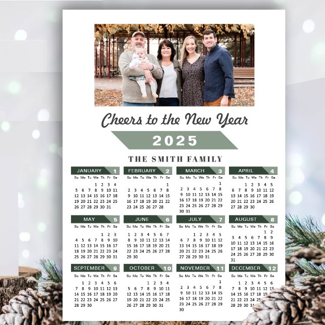 Sage Green 2025 Calendar Minimalist Photo Magnetic (Creator Uploaded)