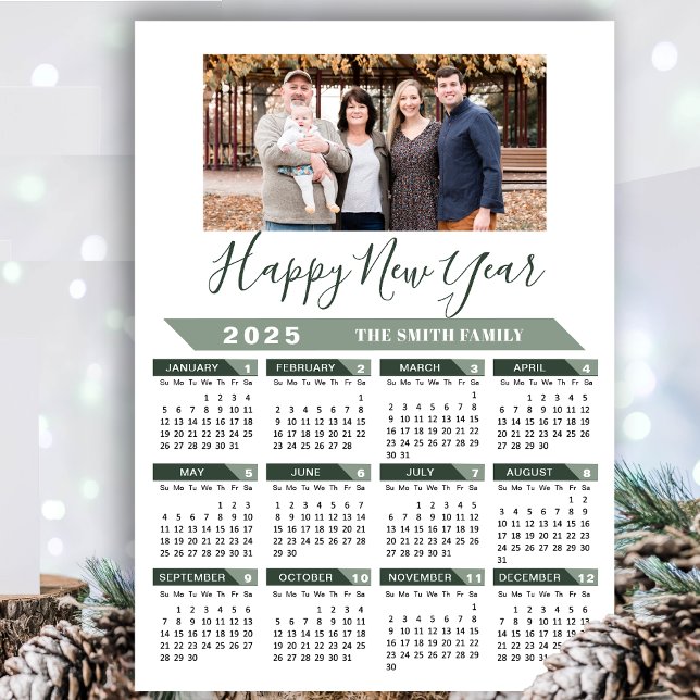 Sage Green 2025 Calendar Minimalist Photo Magnetic (Creator Uploaded)