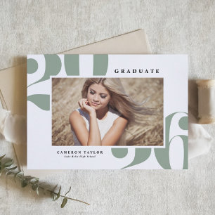 Sage Green 2026 Bold Typography Photo Graduation Invitation