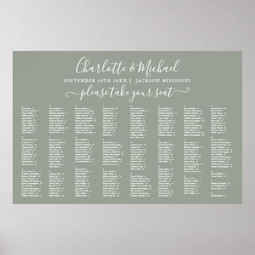 Sage Green 300 Names Wedding Seating Chart