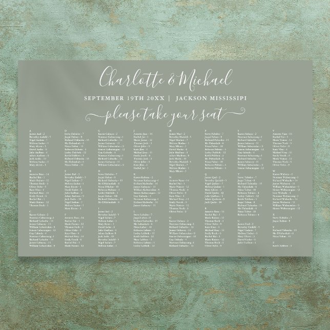 Sage Green 300 Names Wedding Seating Chart (Sage Green 300 Names Wedding Seating Chart)