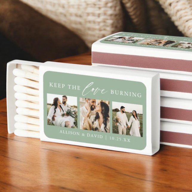 Sage Green 3 Photos Wedding Favors Wedding  Matchboxes (Creator Uploaded)