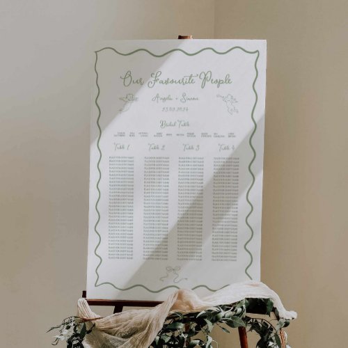 Sage Green 4 Long Table Wedding Seating Chart Sign