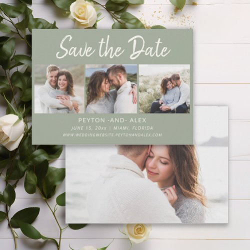 Sage Green 4_Photo 2 Sided Wedding Save Date  Save The Date