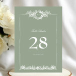 Sage Green 5 x 7 Leafy Wreath Framed Table Number