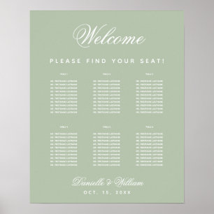Sage Green 6 Table Simple Wedding Seating Chart