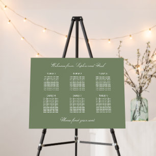 Sage Green 6 Table Wedding Seating Chart Foam Board