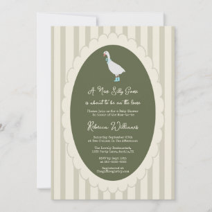 Sage Green a New Silly Goose Baby Shower Invitation