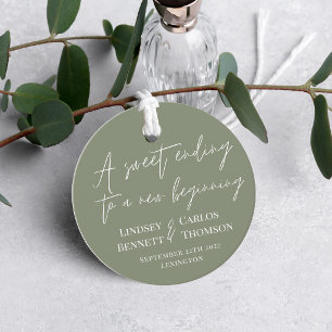 Sage green A sweet ending to a new beginning Favor Tags