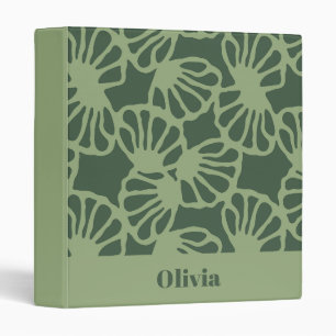 Sage Green Abstract Coral Floral Seamless Pattern 3 Ring Binder