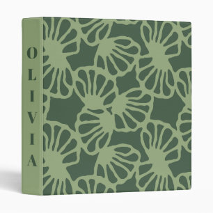 Sage Green Abstract Coral Floral Seamless Pattern 3 Ring Binder