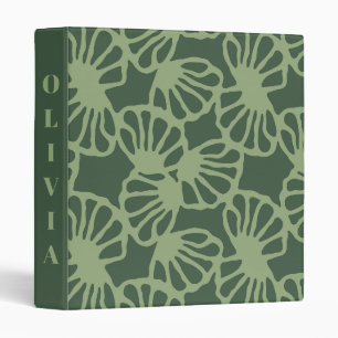 Sage Green Abstract Coral Floral Seamless Pattern 3 Ring Binder