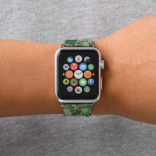 Sage Green Abstract Coral Floral Seamless Pattern Apple Watch Band