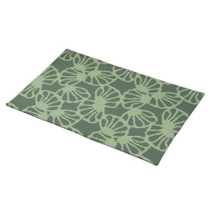 Sage Green Abstract Coral Floral Seamless Pattern Cloth Placemat