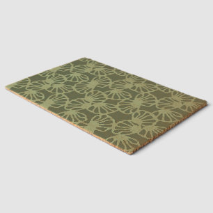 Sage Green Abstract Coral Floral Seamless Pattern Fiber Doormat