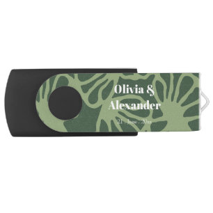 Sage Green Abstract Coral Floral Seamless Pattern Flash Drive
