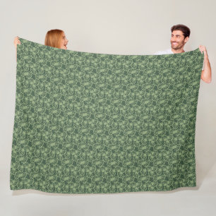 Sage Green Abstract Coral Floral Seamless Pattern Fleece Blanket