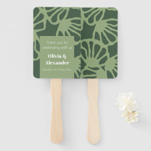 Sage Green Abstract Coral Floral Seamless Pattern Hand Fan