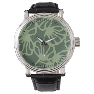 Sage Green Abstract Coral Floral Seamless Pattern Watch