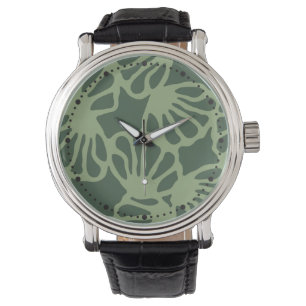 Sage Green Abstract Coral Floral Seamless Pattern Watch