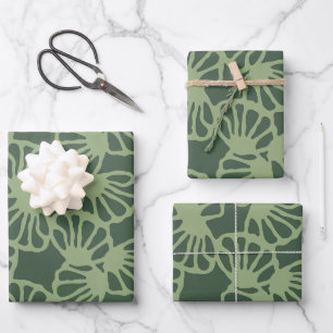 Sage Green Abstract Coral Floral Seamless Pattern Wrapping Paper Sheets