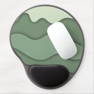 Sage Green Abstract Wave Pattern Tumbler Gel Mouse Pad