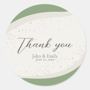 Sage Green Abstract Wedding Favor  Classic Round Sticker