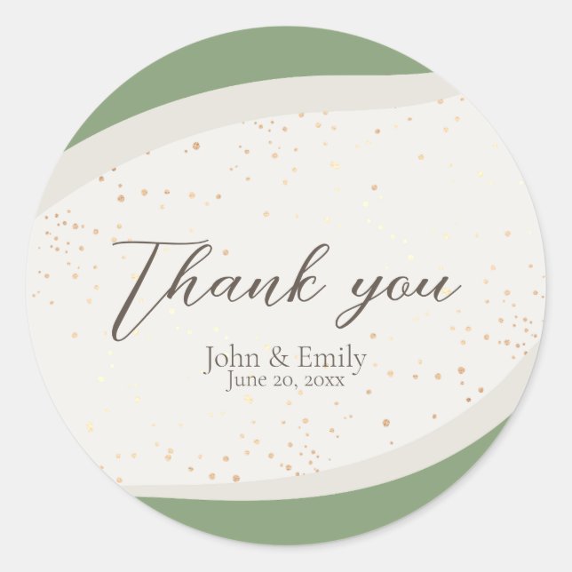 Sage Green Abstract Wedding Favor  Classic Round Sticker (Front)