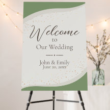 Sage Green Abstract Wedding Welcome Sign