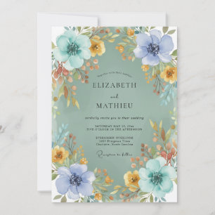 Sage Green Abundant Botanical Wedding Invitation