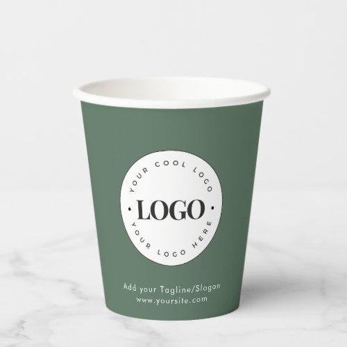 Sage Green Add Custom Business Company Logo Party Paper Cups