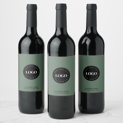 Sage Green Add Custom Logo  Text Business Company Wine Label