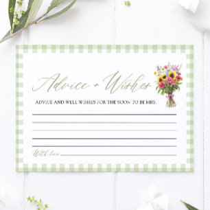 Sage Green Advice and Wishes Bridal Shower Game Enclosure Card