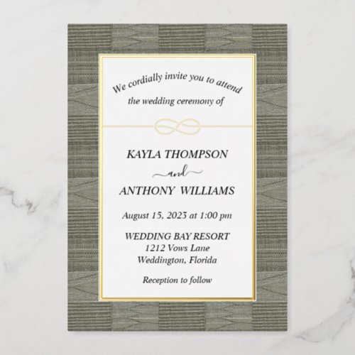 Sage Green African Kente Cloth All In One Foil Invitation