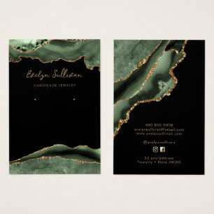 sage green agate jewelry display card