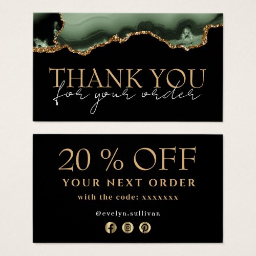 sage green agate thank you discount card