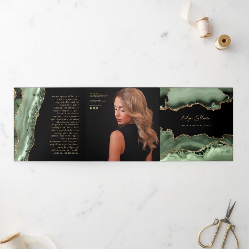 Sage green agate trifold brochure