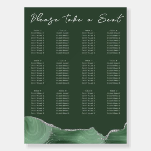 Sage Green Agate Wedding Seating Chart Foam Boards