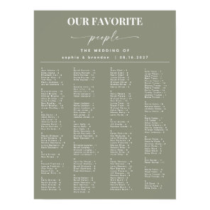 Sage Green Alphabetical Wedding Seating Chart
